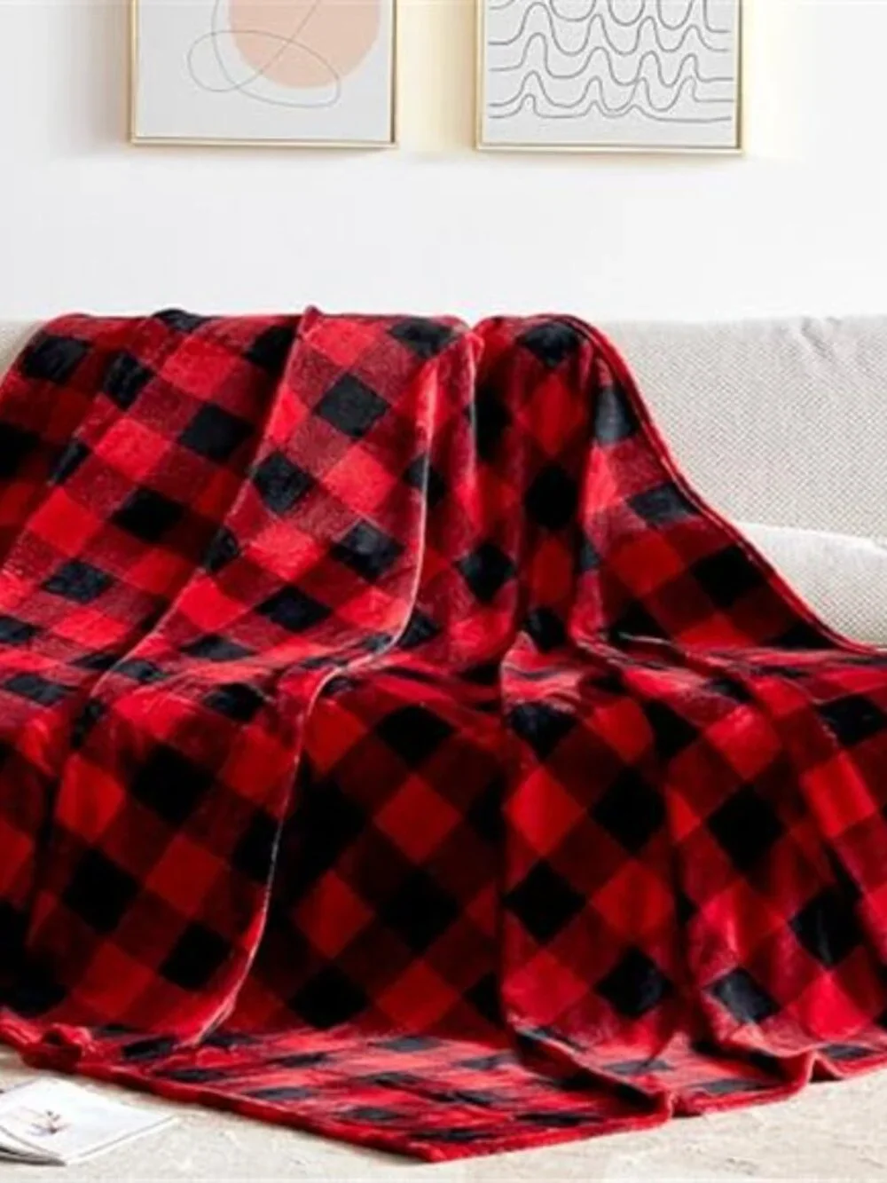 Buffalo Plaid Throw Blanket Fleece Soft Cozy Warm Lightweight Sofa Couch Bed